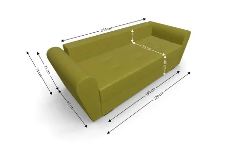 Canapea Extensibila Lacrima Mini, Verde masliniu
