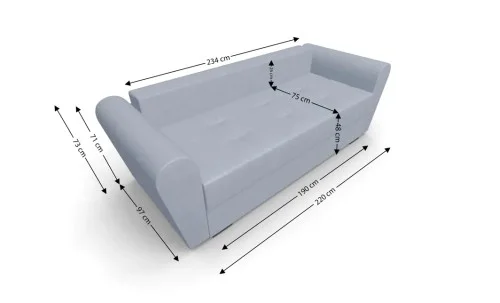 Canapea Extensibila Lacrima Mini, Argintiu