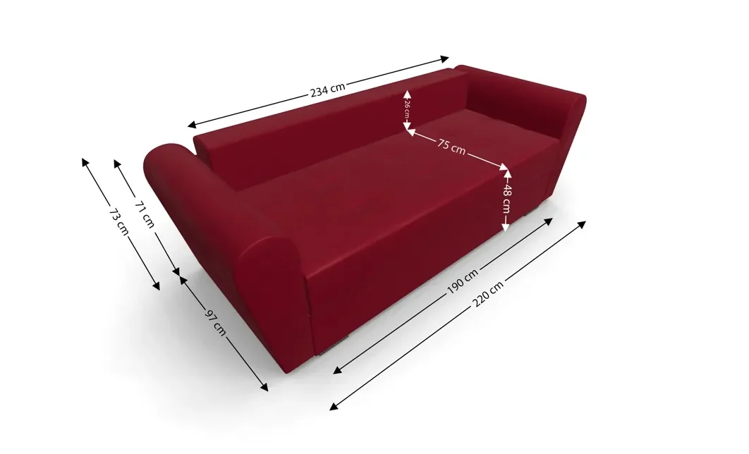 Canapea Extensibila Lacrima Mini, Rosu 5