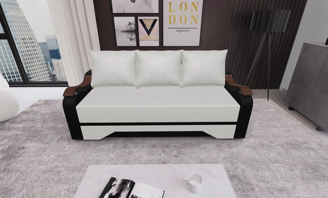 Canapea Extensibila Sally Mini, Bej deschis/Negru 1