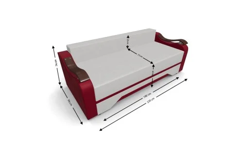 Canapea Extensibila Sally Mini, Bej deschis/Rosu