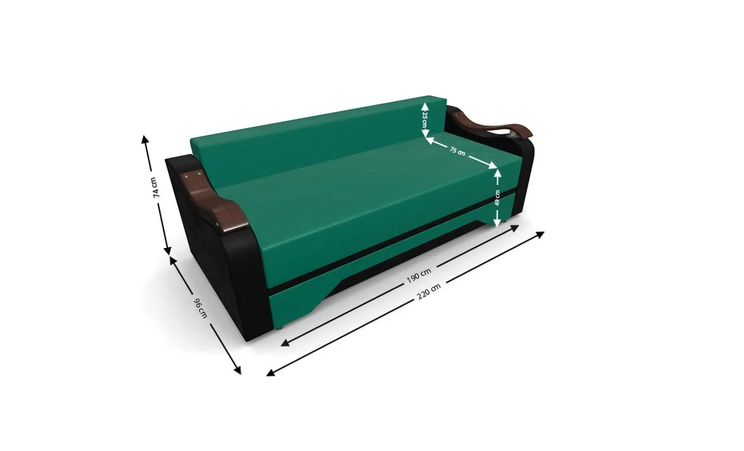 Canapea Extensibila Sally Mini, Verde/Negru 4