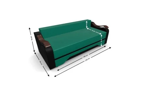 Canapea Extensibila Sally Mini, Verde/Negru