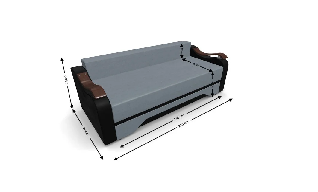 Canapea Extensibila Sally Mini, Gri albastrui/Negru 4