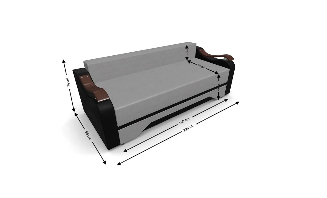 Canapea Extensibila Sally Mini, Gri/Negru 4