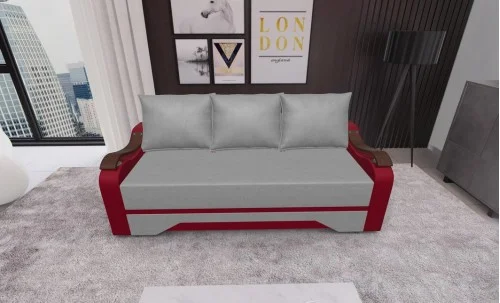 Canapea Extensibila Sally Mini, Gri deschis/Rosu
