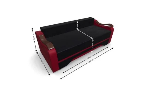 Canapea Extensibila Sally Mini, Negru/Rosu