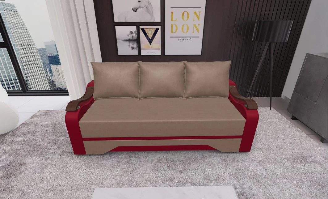 Canapea Extensibila Sally Mini, Maro/Rosu 1