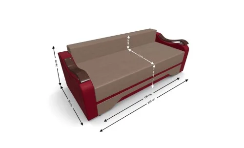 Canapea Extensibila Sally Mini, Maro/Rosu