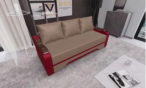 Canapea Extensibila Sally Mini, Maro/Rosu