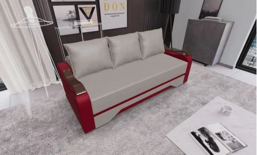 Canapea Extensibila Sally Mini, Bej/Rosu