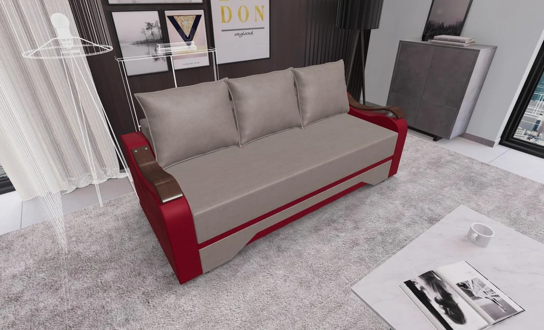 Canapea Extensibila Sally Mini, Maro deshis/Rosu 2