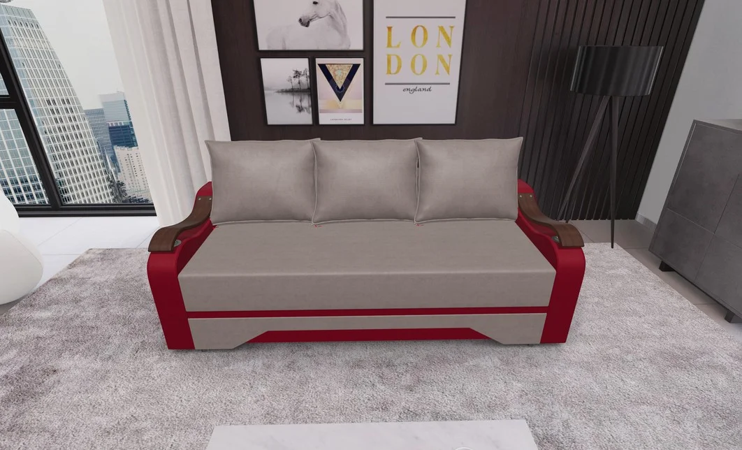 Canapea Extensibila Sally Mini, Maro deshis/Rosu