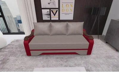 Canapea Extensibila Sally Mini, Maro deshis/Rosu