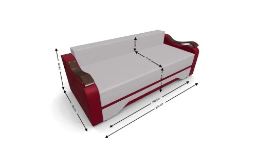 Canapea Extensibila Sally Mini, Crem/Rosu