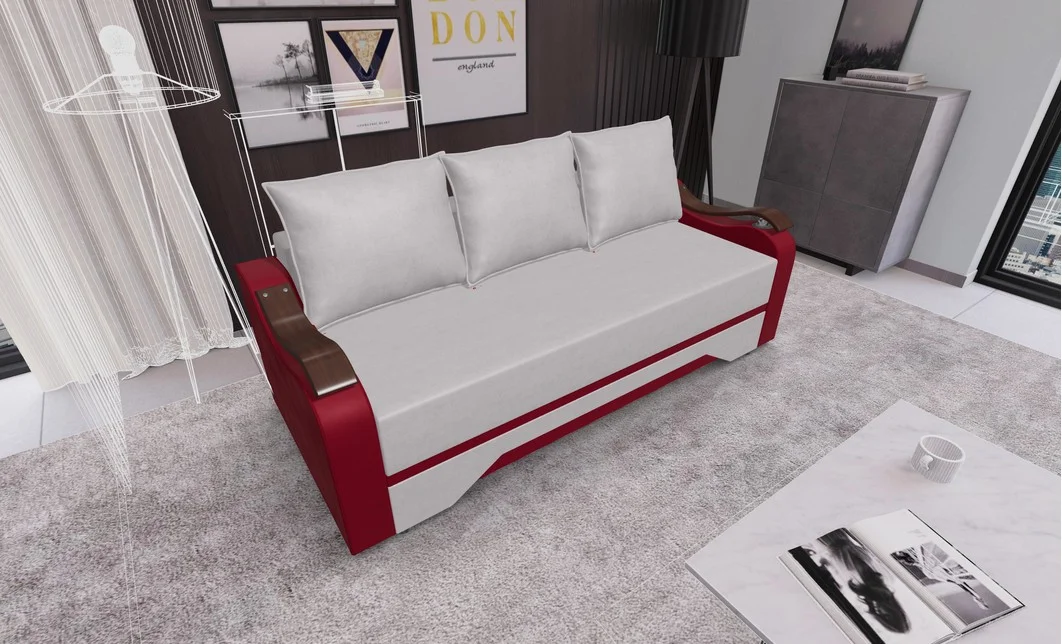 Canapea Extensibila Sally Mini, Crem/Rosu 2