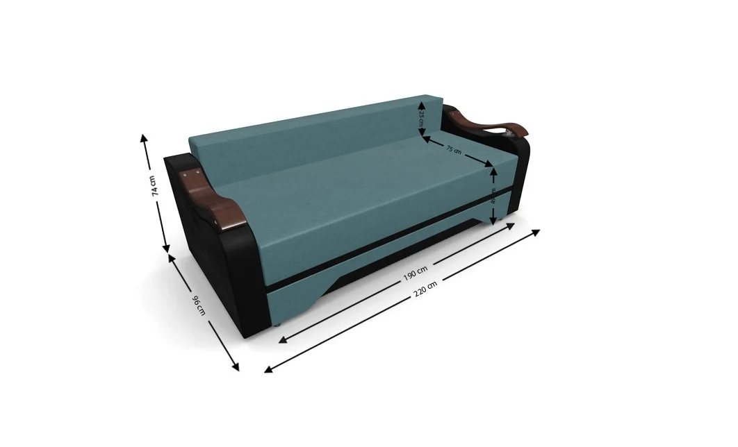 Canapea Extensibila Sally Mini, Albastru marin/Negru 4