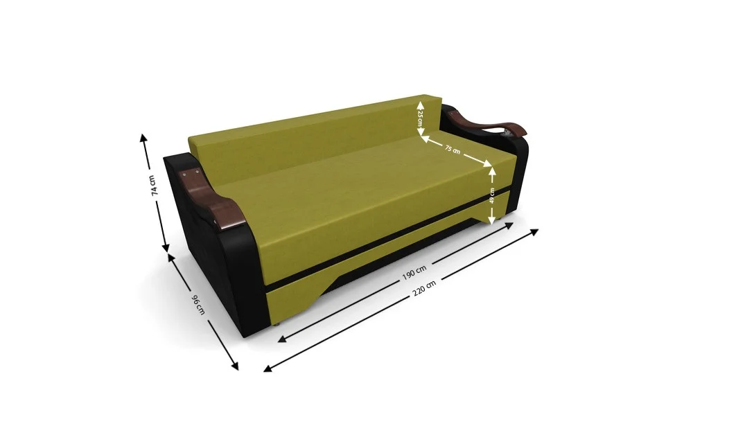 Canapea Extensibila Sally Mini, Verde masliniu/Negru 4