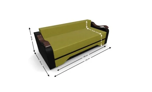 Canapea Extensibila Sally Mini, Verde masliniu/Negru