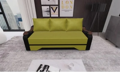 Canapea Extensibila Sally Mini, Verde masliniu/Negru