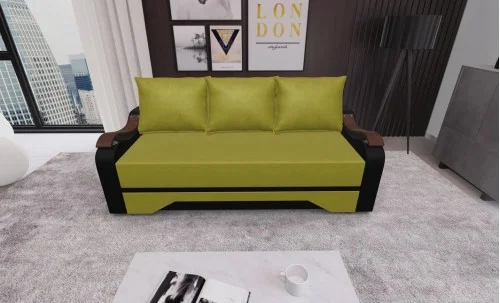Canapea Extensibila Sally Mini, Verde masliniu/Negru