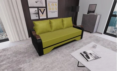 Canapea Extensibila Sally Mini, Verde masliniu/Negru
