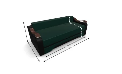 Canapea Extensibila Sally Mini, Verde/Negru