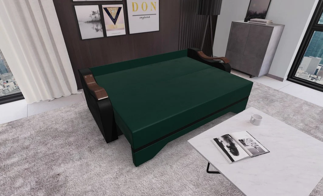 Canapea Extensibila Sally Mini, Verde/Negru 3