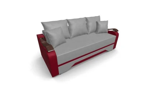Canapea Extensibila Sally Mini, Gri deschis/Rosu