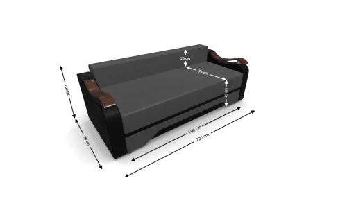 Canapea Extensibila Sally Mini, Gri inchis/Rosu
