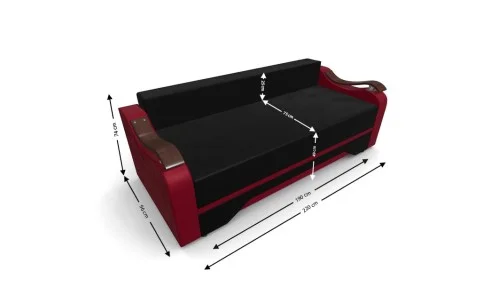 Canapea Extensibila Sally Mini, Negru/Rosu