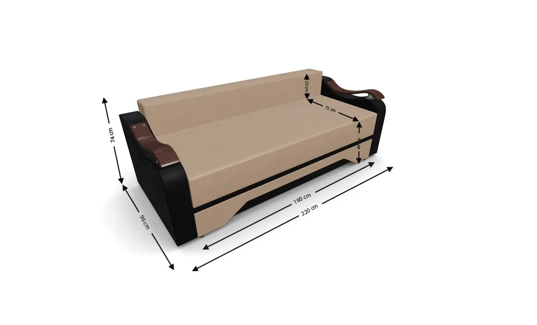 Canapea Extensibila Sally Mini, Maro deschis/Negru 4