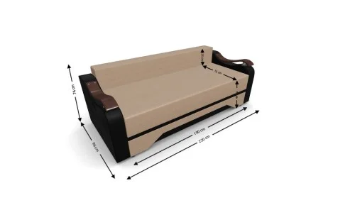 Canapea Extensibila Sally Mini, Maro deschis/Negru