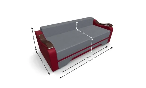 Canapea Extensibila Sally Mini, Gri antracit/Rosu