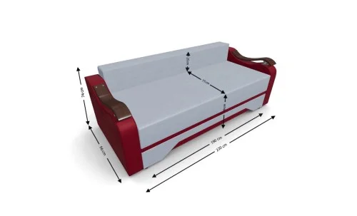 Canapea Extensibila Sally Mini, Argintiu/Rosu