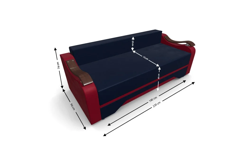 Canapea Extensibila Sally Mini, Albastru inchis/Rosu 4
