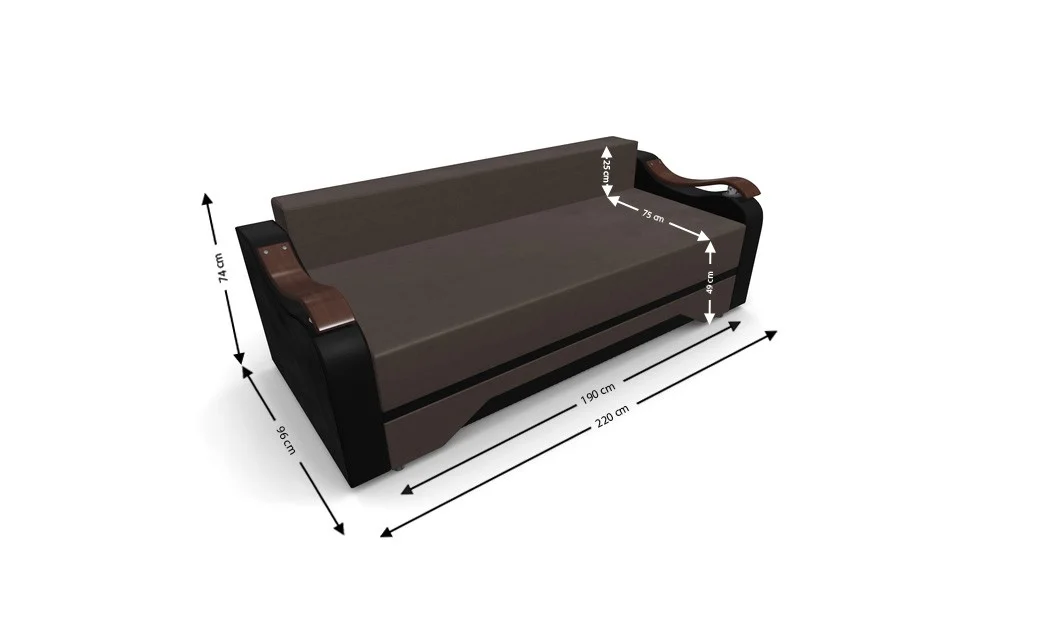 Canapea Extensibila Sally Mini, Maro/Negru 4
