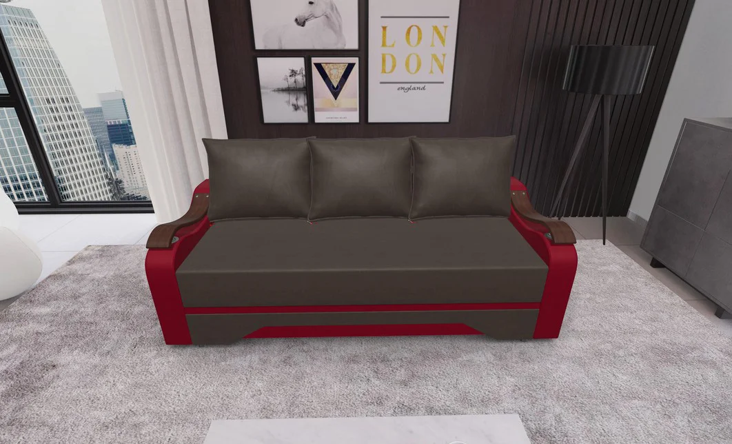 Canapea Extensibila Sally Mini, Maro/Rosu 1