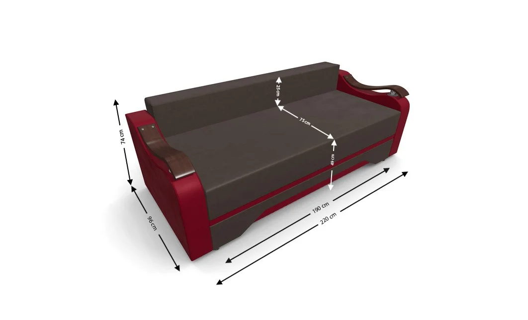Canapea Extensibila Sally Mini, Maro/Rosu 4
