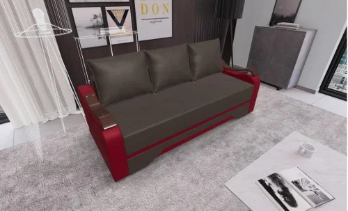 Canapea Extensibila Sally Mini, Maro/Rosu