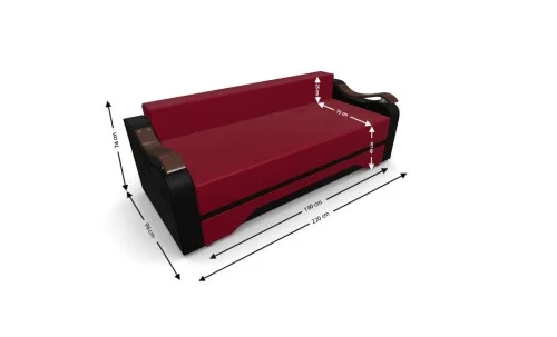 Canapea Extensibila Sally Mini, Rosu/Negru