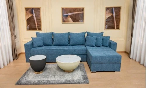Colțar Extensibil Claudia Mare XXL Memory Albastru - Aragon 74, Interschimbabil