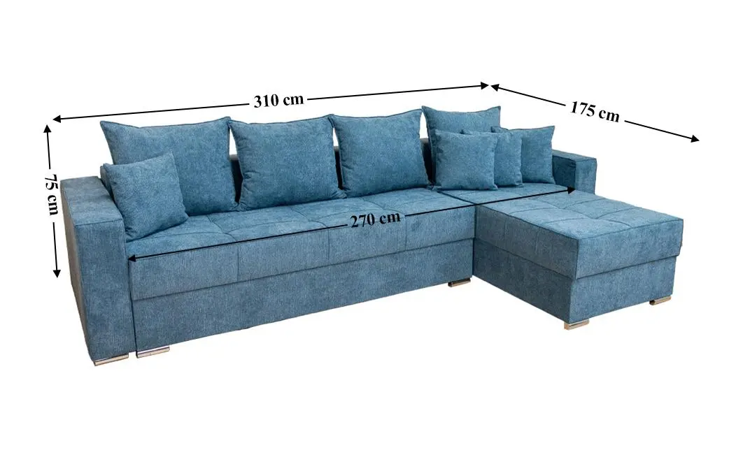 Colțar Extensibil Claudia Mare XXL Memory Albastru - Aragon 74, Interschimbabil 3