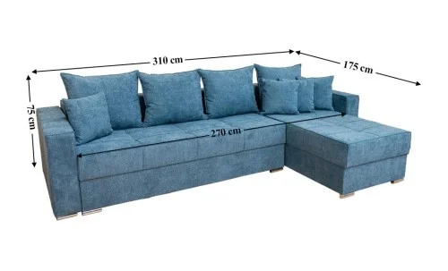 Colțar Extensibil Claudia Mare XXL Memory Albastru - Aragon 74, Interschimbabil