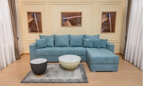 Colțar Extensibil Claudia Mare XXL Memory Albastru Deschis - Aragon 75 Interschimbabil