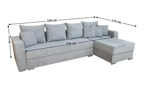 Colțar Extensibil Claudia Mare XXL Memory Gri - Aragon 83, Interschimbabil