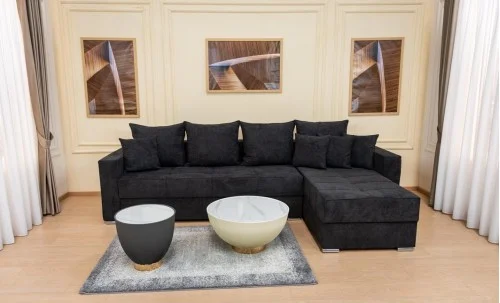 Colțar Extensibil Claudia Mare XXL Memory Negru - Aragon 99, Interschimbabil