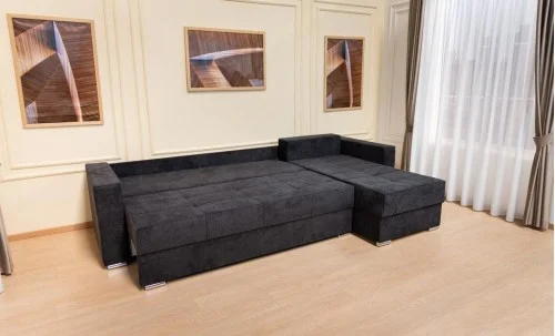 Colțar Extensibil Claudia Mare XXL Memory Negru - Aragon 99, Interschimbabil