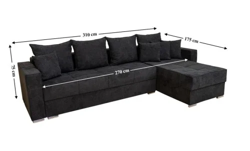 Colțar Extensibil Claudia Mare XXL Memory Negru - Aragon 99, Interschimbabil
