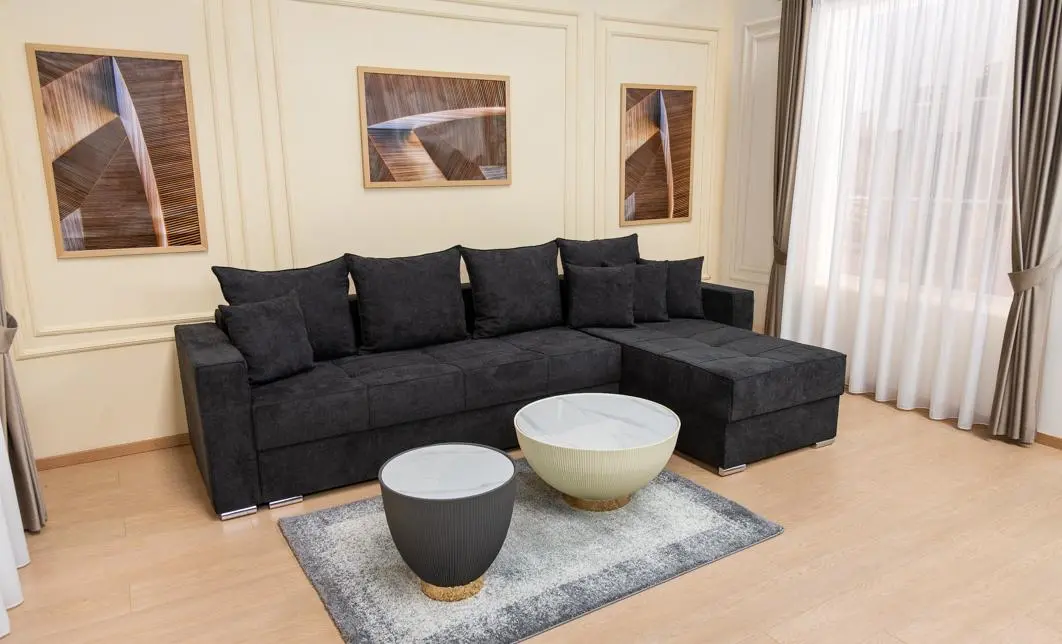 Colțar Extensibil Claudia Mare XXL Memory Negru - Aragon 99, Interschimbabil 8